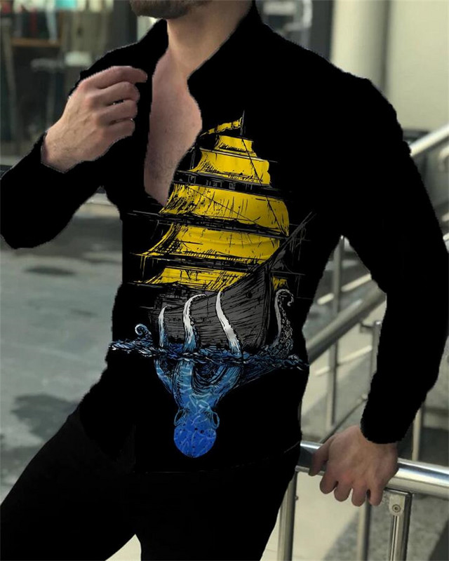 Modne muške košulje visoke kvalitete 2023. Košulje na kopčanje Ležerne dizajnerske majice dugih rukava s printom Muške muške majice na rever