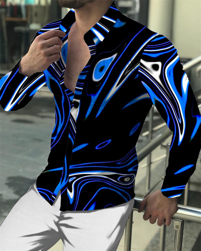 2023. gada vīriešu topi Luksusa sabiedrisks vīriešu krekls, pogāms krekls, ikdienišķs rūtains apdrukas krekls ar garām piedurknēm.