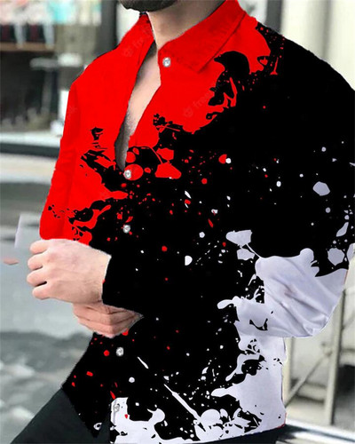 2023. gada vīriešu topi Luksusa sabiedrisks vīriešu krekls, pogāms krekls, ikdienišķs rūtains apdrukas krekls ar garām piedurknēm.