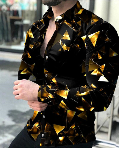 2023. gada vīriešu topi Luksusa sabiedrisks vīriešu krekls, pogāms krekls, ikdienišķs rūtains apdrukas krekls ar garām piedurknēm.