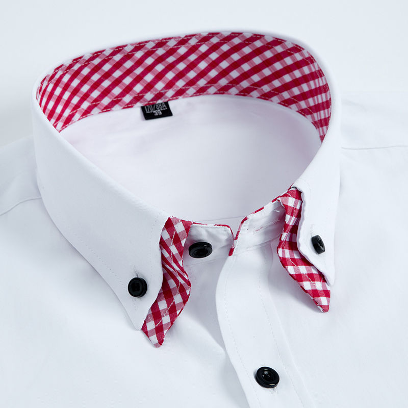 Férfi hosszú ujjú ruha ing, nem vasaló, kétrétegű üzleti formális, szabályos, irodai Camisa divatos fehér kék közösségi ingek