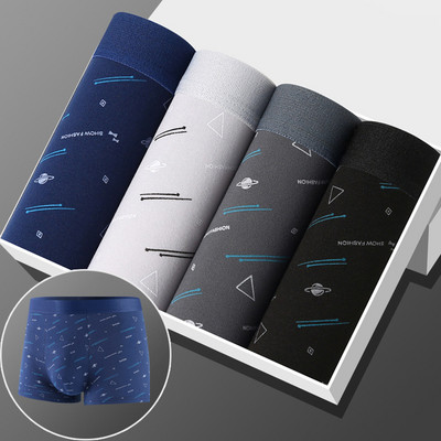 4 τμχ/παρτίδα Man Boxers εμπριμέ σώβρακα U κυρτά κιλοτάκια Ανδρικά σορτς μόδας άνετα Ανδρικά αναπνέοντα εσώρουχα XL-4XL