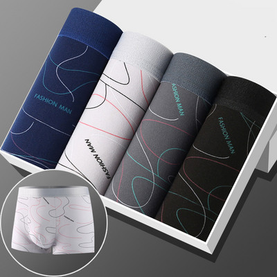 4 τμχ/παρτίδα Man Boxers εμπριμέ σώβρακα U κυρτά κιλοτάκια Ανδρικά σορτς μόδας άνετα Ανδρικά αναπνέοντα εσώρουχα XL-4XL