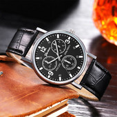 Vīriešu modes sporta trīs acu pulksteņi pāriem kvarca rokas pulkstenis vīriešiem biznesa ikdienas melns ādas pulkstenis Relogio Masculino