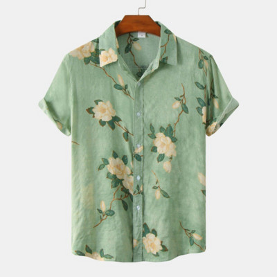 Мъжко облекло 2022 Лято Нови големи размери Мъжки ризи с къс ръкав Ежедневни модни щамповани ризи Мъжки ризи