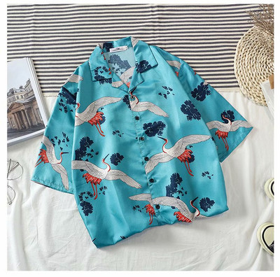 Moodne meeste lühikeste varrukatega Hawaii särk Kiirelt kuivav plusssuuruses Aasia suurus M-3XL Suvine vabaaja kraanaprinteriga rannasärgid meestele