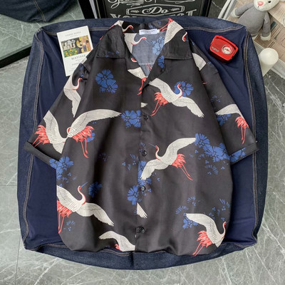 Moodne meeste lühikeste varrukatega Hawaii särk Kiirelt kuivav plusssuuruses Aasia suurus M-3XL Suvine vabaaja kraanaprinteriga rannasärgid meestele