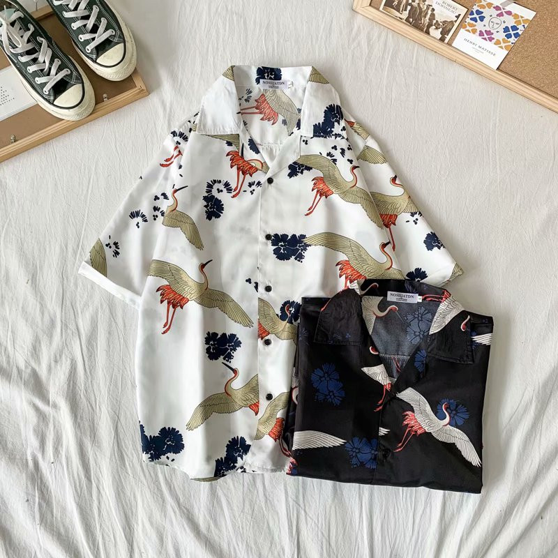 Moodne meeste lühikeste varrukatega Hawaii särk Kiirelt kuivav plusssuuruses Aasia suurus M-3XL Suvine vabaaja kraanaprinteriga rannasärgid meestele