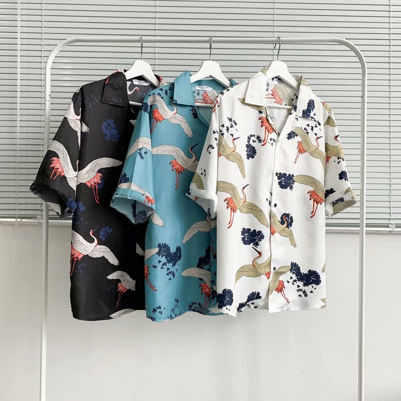 Moodne meeste lühikeste varrukatega Hawaii särk Kiirelt kuivav plusssuuruses Aasia suurus M-3XL Suvine vabaaja kraanaprinteriga rannasärgid meestele