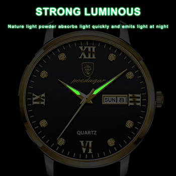 Ανδρικά ρολόγια POEDAGAR Κορυφαία μάρκα Luxury ανδρικό ρολόι χειρός Δερμάτινο ρολόι χαλαζία Αθλητικό αδιάβροχο ανδρικό ρολόι Relogio Masculino+Box