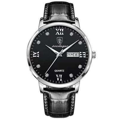 POEDAGAR vīriešu pulksteņi Top zīmola luksusa vīriešu rokas pulkstenis ādas kvarca pulkstenis sporta ūdensizturīgs vīriešu pulkstenis Relogio Masculino+Box