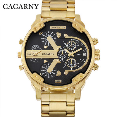 Ceasuri cu quartz pentru bărbați, marcă de top de lux, Cagarny, modă, ceas de mână pentru bărbați, ceas de mână pentru bărbați, oțel auriu, ceas de mână pentru bărbați, Relogio Masculino