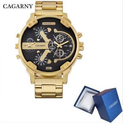 Kvarcni satovi za muškarce Vrhunska luksuzna marka Cagarny Fashion Business Muški ručni sat Gold Steel Muški ručni sat Relogio Masculino