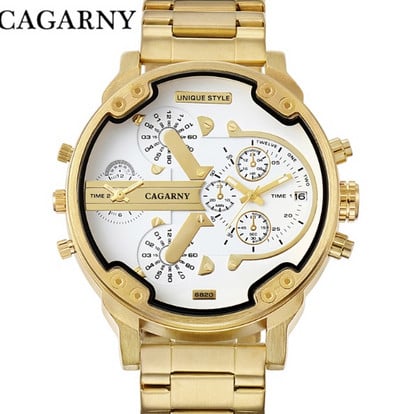 Kvarcni satovi za muškarce Vrhunska luksuzna marka Cagarny Fashion Business Muški ručni sat Gold Steel Muški ručni sat Relogio Masculino