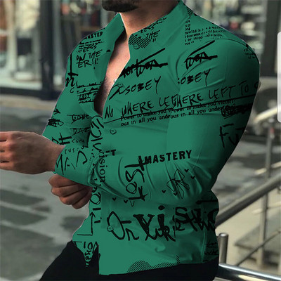 Vīriešu krekls Modes Ikdienas Balts Melns Ikdienas Sports Angļu burti Mīksts Ērts Atloks Pavasaris Vasara 2023 Jaunums Karsts Izpārdošana XL