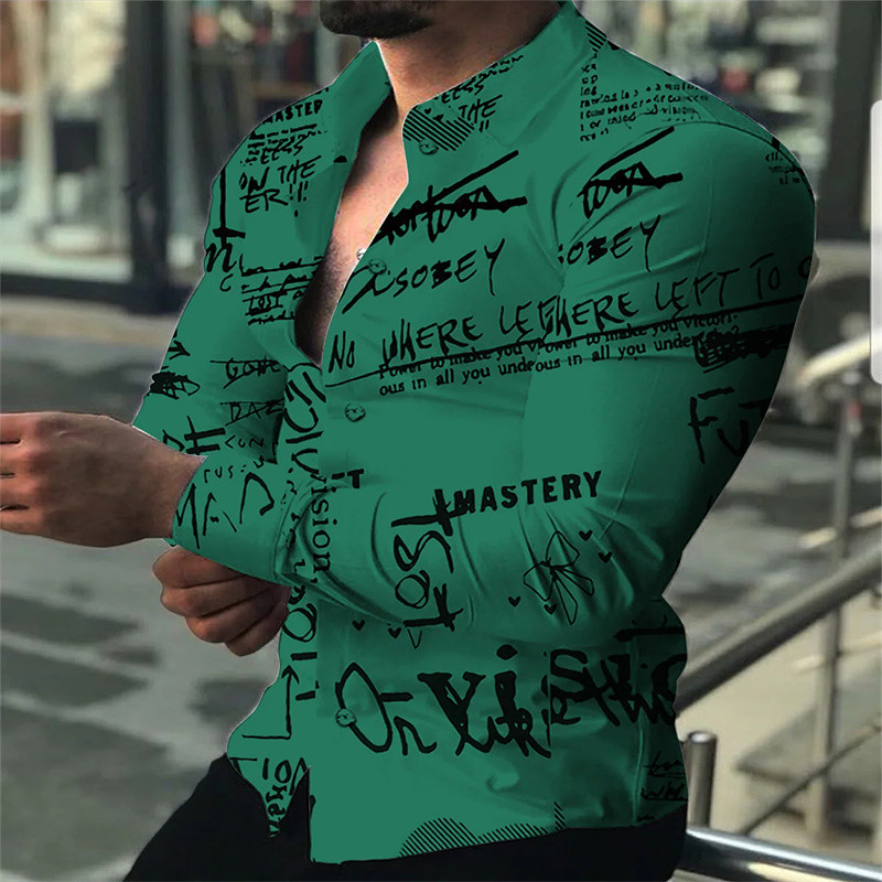 Vīriešu krekls Modes Ikdienas Balts Melns Ikdienas Sports Angļu burti Mīksts Ērts Atloks Pavasaris Vasara 2023 Jaunums Karsts Izpārdošana XL