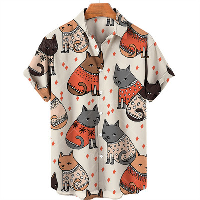 2022-es 3D digitális nyomtató ingek Férfi egygombos rövid ujjú Alkalmi divatos bő ingek, 5XL nagy méretű