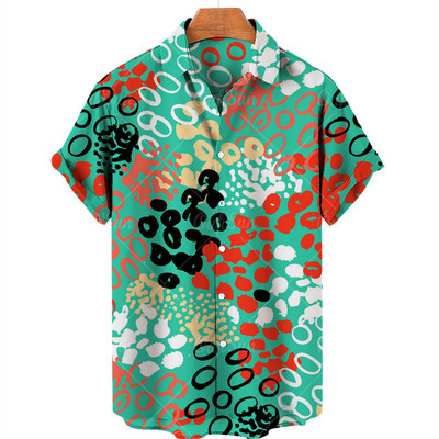 3D Harajuku Graffiti Aliejiniai piešiniai Spausdinti marškinėliai Vyriški madingi gatvės drabužiai Havajietiški marškiniai Vyriški paplūdimio laisvalaikio atvartas Didelis 2022 m. dydis