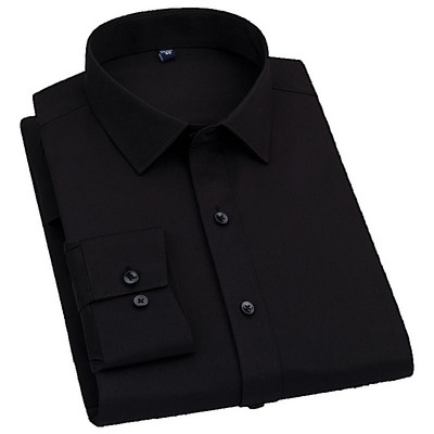 Férfi bambuszszálas klasszikus ruha hosszú ujjú ing tavaszi őszi fehér fekete tömör Chemise Homme férfi üzleti alkalmi ingek