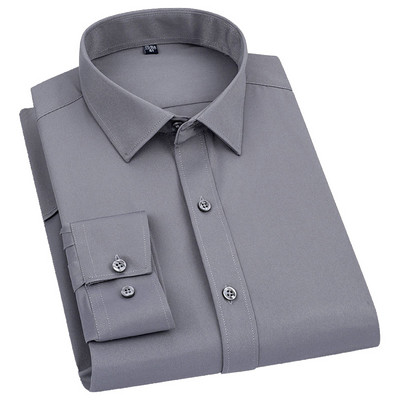 Férfi bambuszszálas klasszikus ruha hosszú ujjú ing tavaszi őszi fehér fekete tömör Chemise Homme férfi üzleti alkalmi ingek
