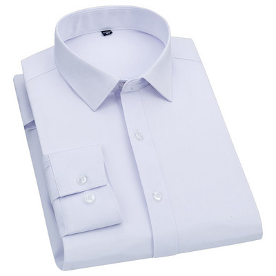 Férfi bambuszszálas klasszikus ruha hosszú ujjú ing tavaszi őszi fehér fekete tömör Chemise Homme férfi üzleti alkalmi ingek