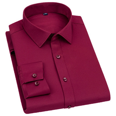 Férfi bambuszszálas klasszikus ruha hosszú ujjú ing tavaszi őszi fehér fekete tömör Chemise Homme férfi üzleti alkalmi ingek