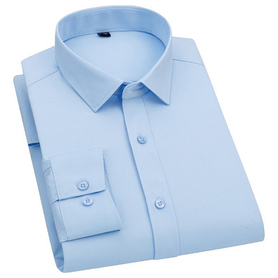 Férfi bambuszszálas klasszikus ruha hosszú ujjú ing tavaszi őszi fehér fekete tömör Chemise Homme férfi üzleti alkalmi ingek