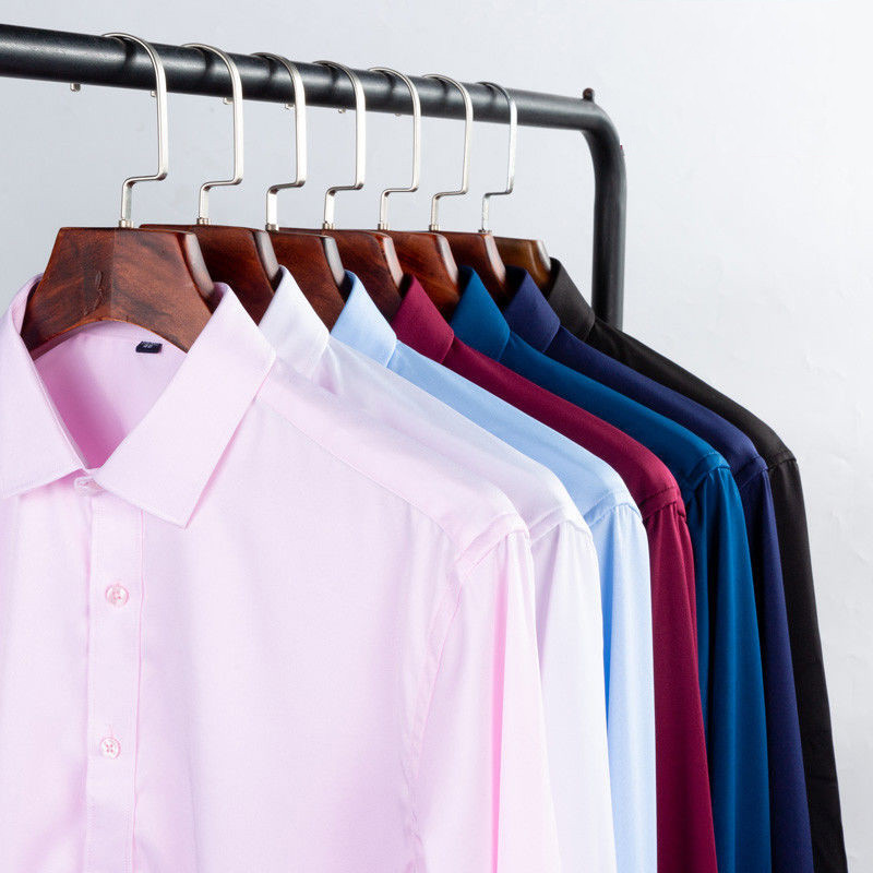 Férfi bambuszszálas klasszikus ruha hosszú ujjú ing tavaszi őszi fehér fekete tömör Chemise Homme férfi üzleti alkalmi ingek