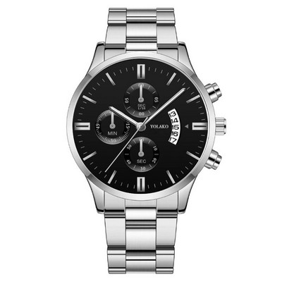 Modes nerūsējošā tērauda vīriešu pulkstenis rokassprādze Luksusa kalendārs Kvarca rokas pulkstenis biznesa pulksteņi vīrietim pulkstenis Relogio Masculino