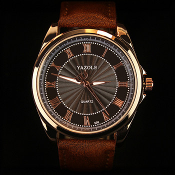 Ανδρικό ρολόι πολυτελείας επωνυμίας YAZOLE Επαγγελματικό ρολόι καρπού vintage στυλ για άνδρες με δερμάτινο λουράκι Ανδρικό ρολόι χειρός Relojes Hombre 2023