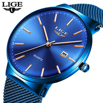 LIGE 2022 Νέα Ανδρικά Ρολόγια Κορυφαία μάρκας πολυτελείας Μόδα Μπλε Χαλαζία Ρολόι καρπού Αθλητικό Αδιάβροχο Ανδρικό Ρολόι Relogio Masculino