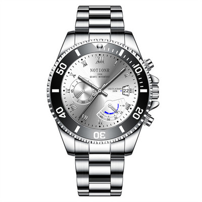 Luxe Mens Zakelijke Horloges Mode Mannen Sport Roestvrij Staal Waterdichte Quartz Horloge Lichtgevende Klok Relogio Masculino