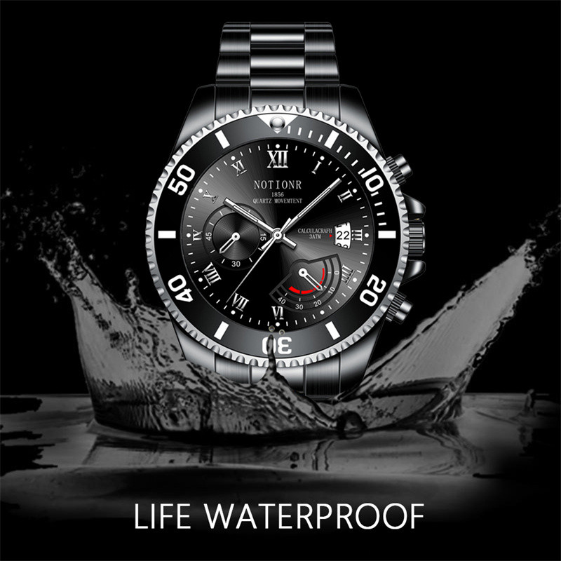 Luxe Mens Zakelijke Horloges Mode Mannen Sport Roestvrij Staal Waterdichte Quartz Horloge Lichtgevende Klok Relogio Masculino