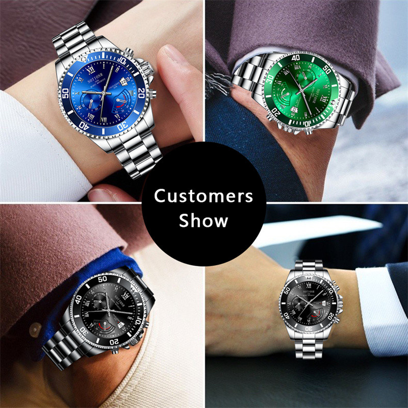 Luxe Mens Zakelijke Horloges Mode Mannen Sport Roestvrij Staal Waterdichte Quartz Horloge Lichtgevende Klok Relogio Masculino