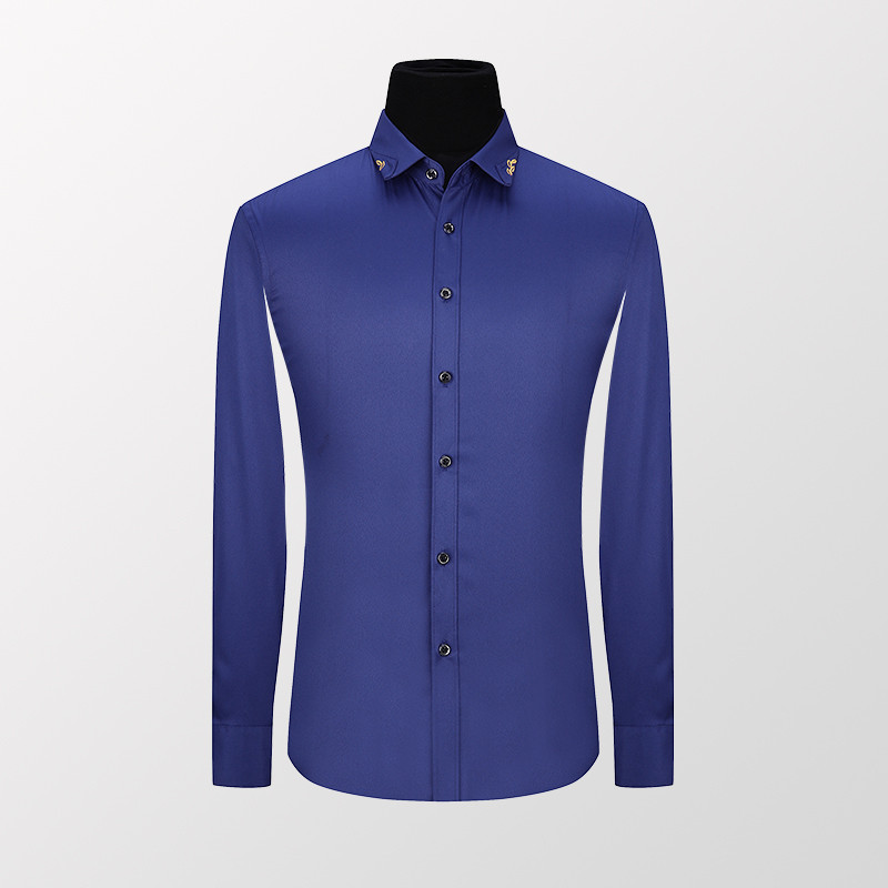 BROWON Pavasara rudens zīdaina auduma vīriešu krekls, 2023. g. garām piedurknēm, kleita, krekls, vīriešu kāzu ballīte, plāns krekls, apkakle, izmērs 5XL