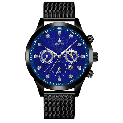 2022 m. „Relogio“ prekės ženklo madingi vyriški laikrodžiai su juodu dirželiu Mėlynas auksinis prabangus tuščiaviduris retro stiliaus laikrodis vyrams 2022 m. „Relojes Para Hombre“