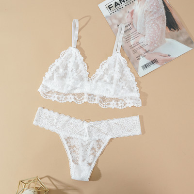 Sieviešu mežģīņu krūštura biksīšu komplekts Seksuāla apakšveļa bez stieplēm, G-String apakšveļas komplekts Sieviešu caurspīdīgs, bezšuvju intīms krūštura komplekts