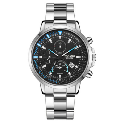 Madingi vyriški prekės ženklo minimalistiniai trijų akių kalendoriai, vyriški kvarciniai laikrodžiai laisvalaikiui, nerūdijančio plieno dirželiu, dovanoti rankiniai laikrodžiai