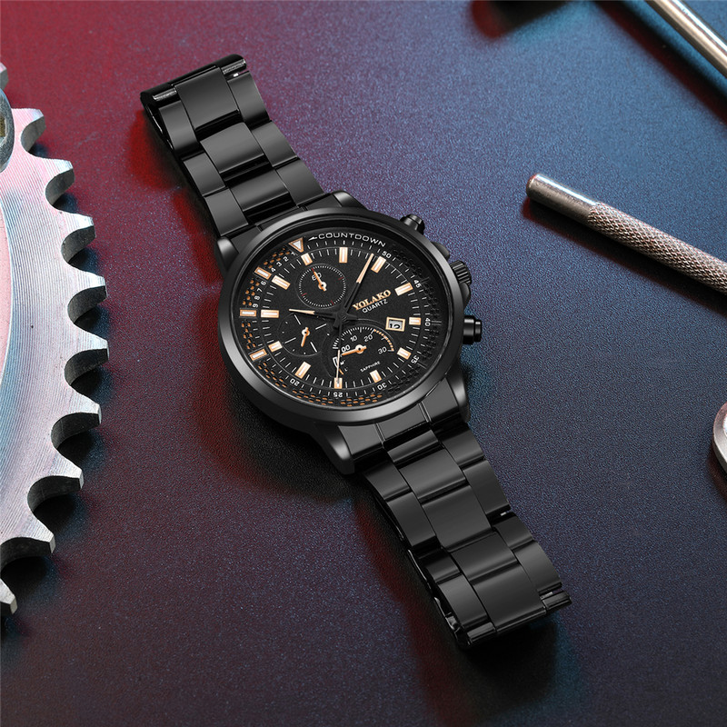 Madingi vyriški prekės ženklo minimalistiniai trijų akių kalendoriai, vyriški kvarciniai laikrodžiai laisvalaikiui, nerūdijančio plieno dirželiu, dovanoti rankiniai laikrodžiai