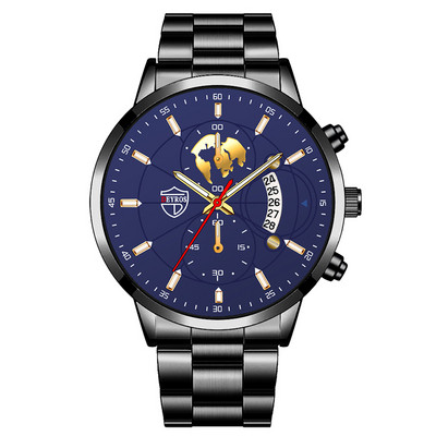 Luxus divatos férfi kvarc órák rozsdamentes acél naptár karkötő szett üzleti bőr karóra férfiaknak relogio masculino