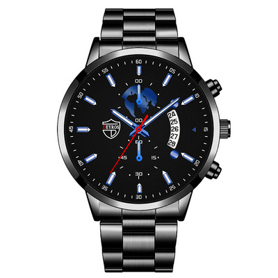 Luxus divatos férfi kvarc órák rozsdamentes acél naptár karkötő szett üzleti bőr karóra férfiaknak relogio masculino