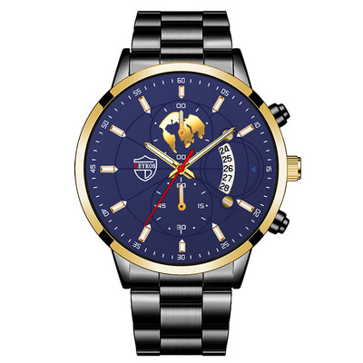 Luxus divatos férfi kvarc órák rozsdamentes acél naptár karkötő szett üzleti bőr karóra férfiaknak relogio masculino