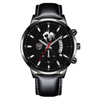 Luxus divatos férfi kvarc órák rozsdamentes acél naptár karkötő szett üzleti bőr karóra férfiaknak relogio masculino