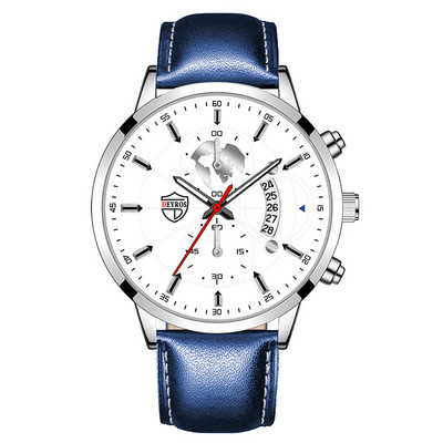 Luxus divatos férfi kvarc órák rozsdamentes acél naptár karkötő szett üzleti bőr karóra férfiaknak relogio masculino