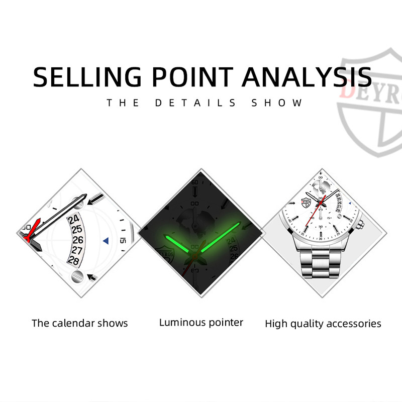 Luxus divatos férfi kvarc órák rozsdamentes acél naptár karkötő szett üzleti bőr karóra férfiaknak relogio masculino
