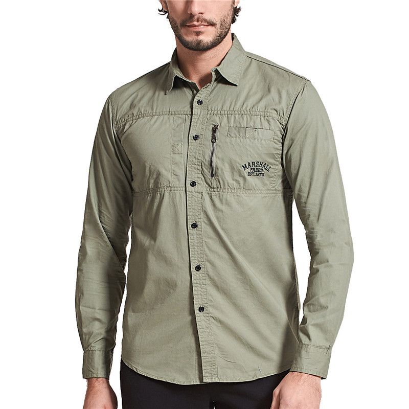 Suured meeste vabaaja särgid Meeste puuvillased särgid Military Cargo särgid pikkade varrukatega pluus Ärisärgid Top brändi rõivad