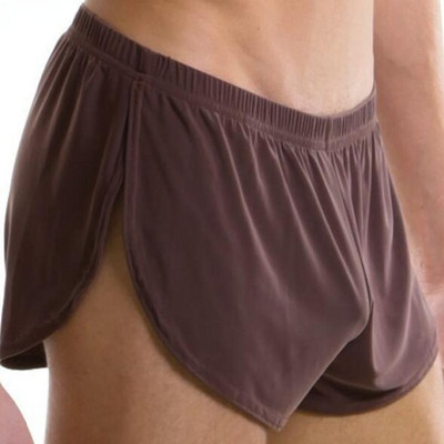 Hálóruha Bő Kényelmes Férfi Boxer Pizsama Oldalra osztott fehérnemű Rövidnadrág Bugyi Alsónadrág Csomagtartó Szexi Cueca Homme