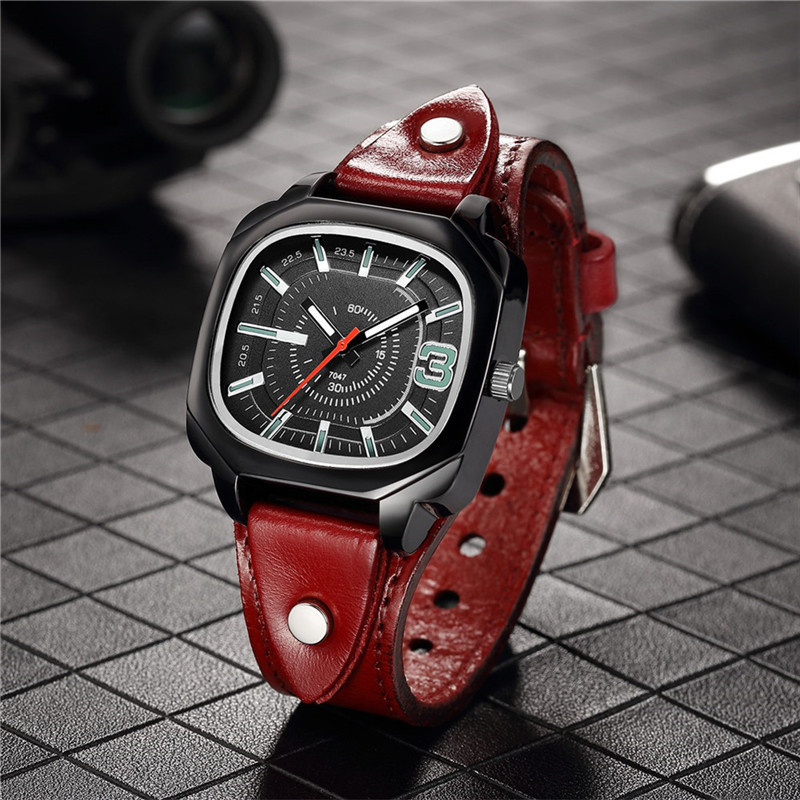 Vīriešu vintage govs ādas kvadrātveida kvarca pulkstenis luksusa rokas pulksteņi vīriešu pulkstenis Relógio Masculino Montre Homme