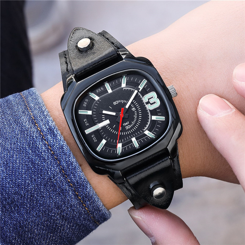 Vīriešu vintage govs ādas kvadrātveida kvarca pulkstenis luksusa rokas pulksteņi vīriešu pulkstenis Relógio Masculino Montre Homme