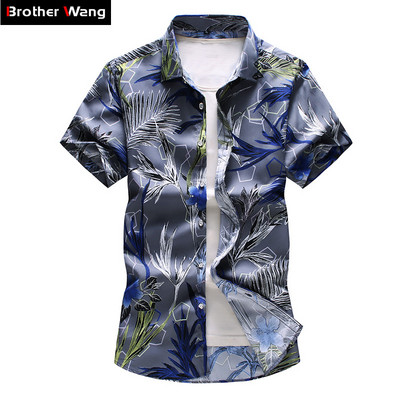 Ανδρικό λουλουδάτο πουκάμισο 16 χρωμάτων 2023 Καλοκαίρι Νέα Μόδα Casual Ανδρικό πουκάμισο με κοντό μανίκι εκτύπωσης Hawaii, επώνυμα, συν μέγεθος 5XL 6XL 7XL